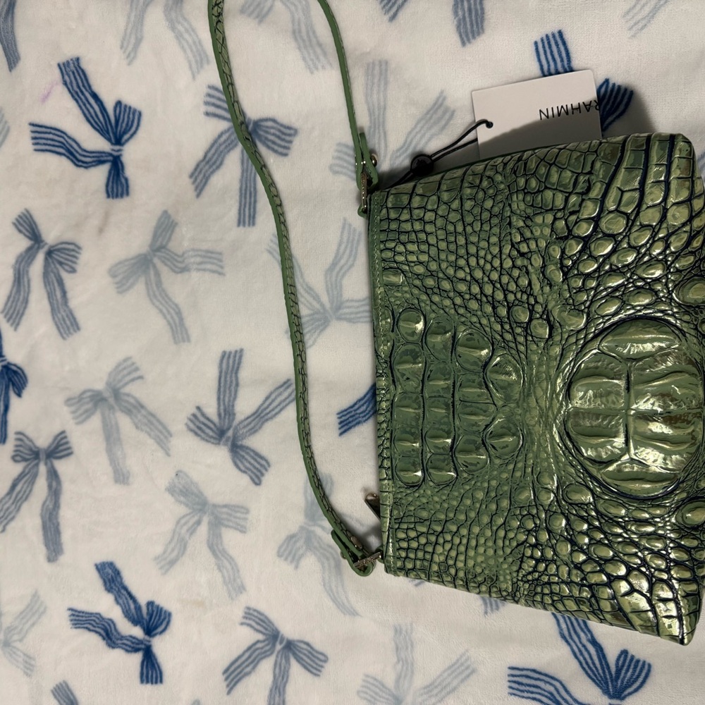 Brahmin Olive Crocodile Embossed Clutch
